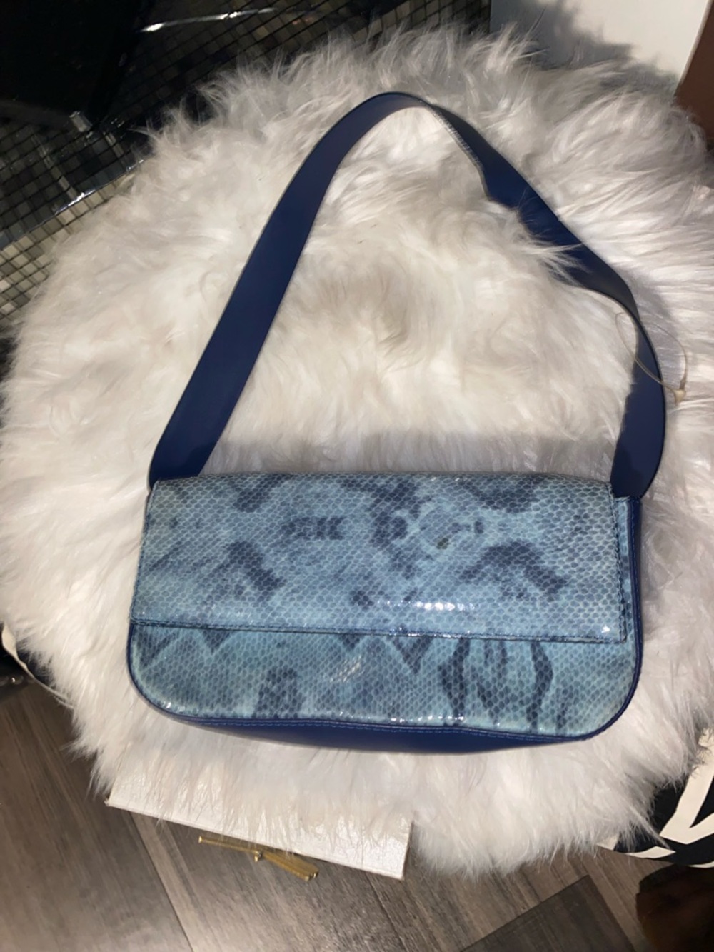 Casual Corner Blue Snake-Print Shoulder Bag
